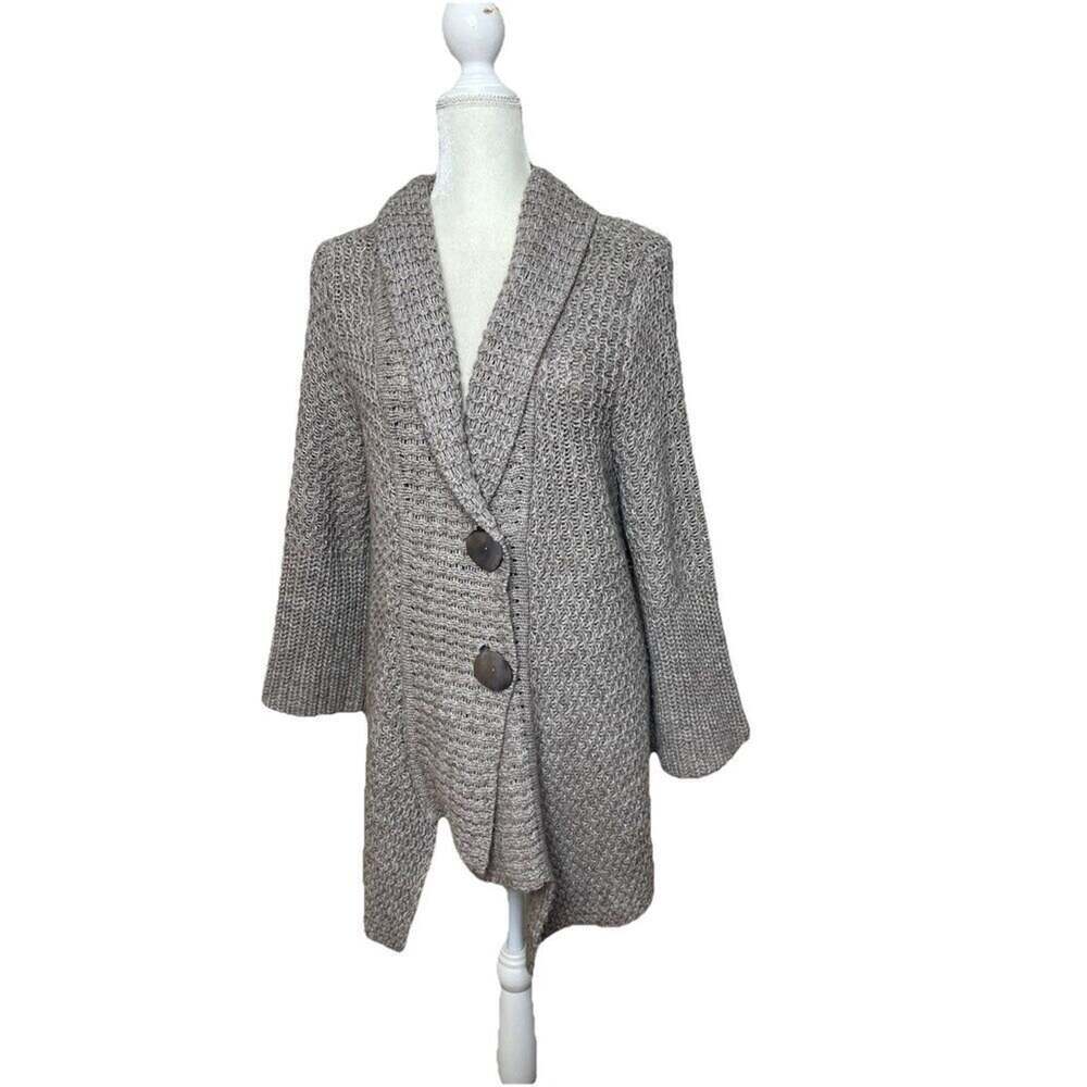 J. Jill Wool L Chunky Cardigan Knit Alpaca Wool Blend Shawl Collar Sweater Butto